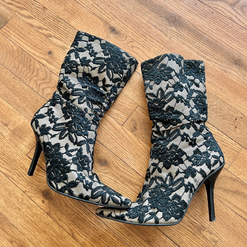 High Heel Lace Mesh Boots